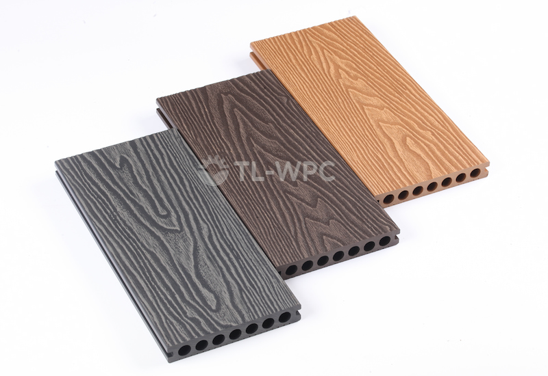 round holes 3d embossed wpc deck